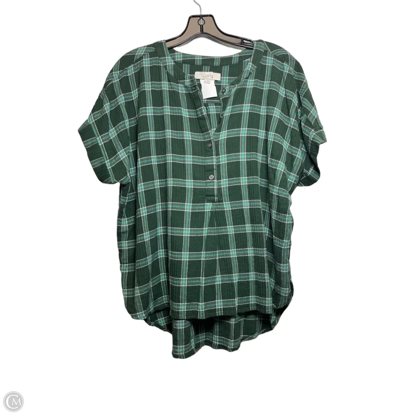 Top Short Sleeve By Loft In Green, Size: L