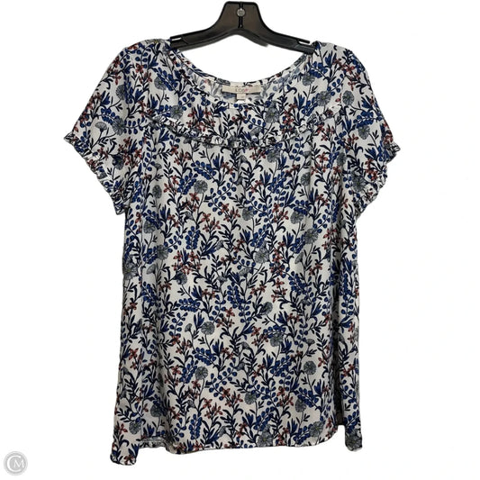 Top Short Sleeve By Loft In Blue, Size: L