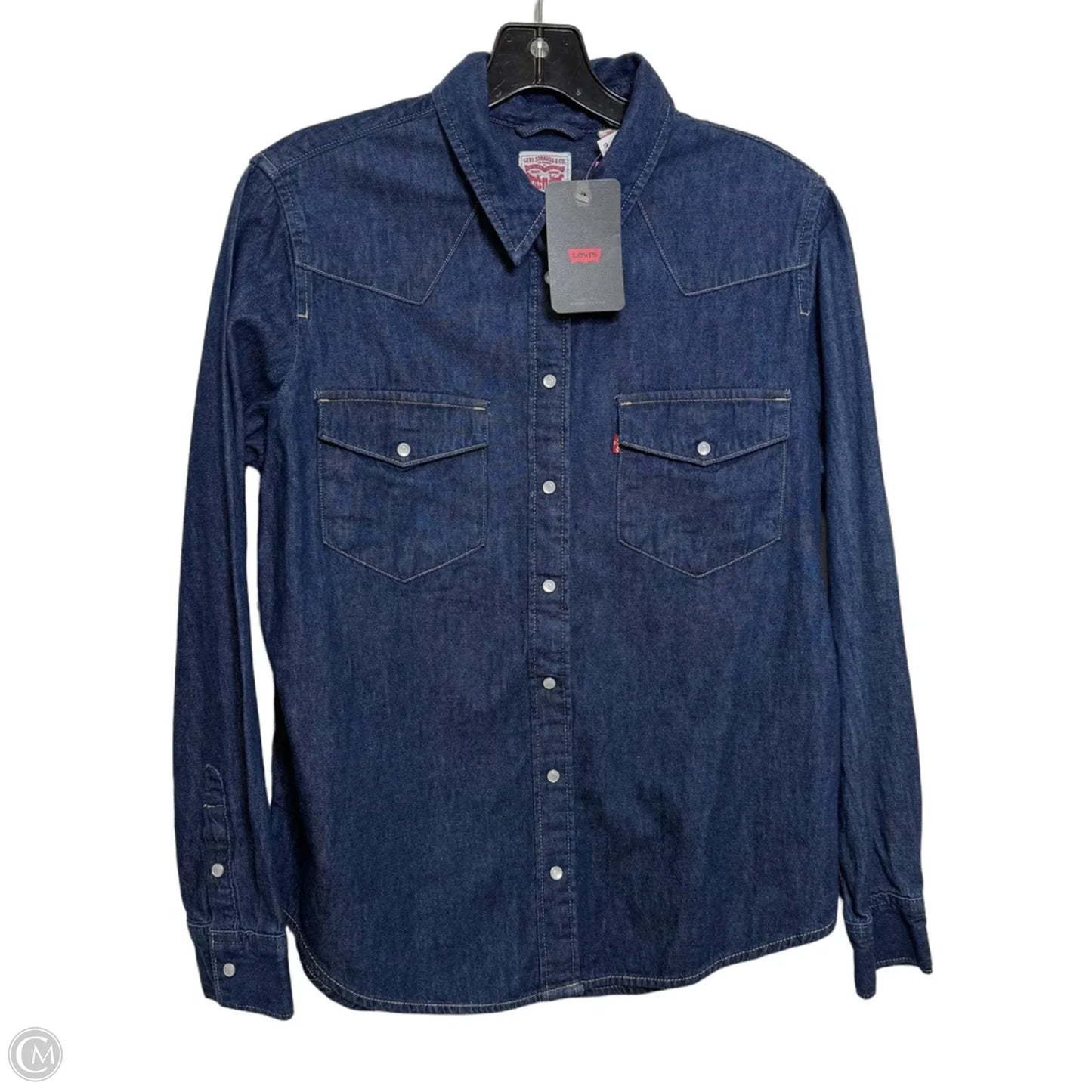 Top Long Sleeve By Levis In Blue Denim, Size: M