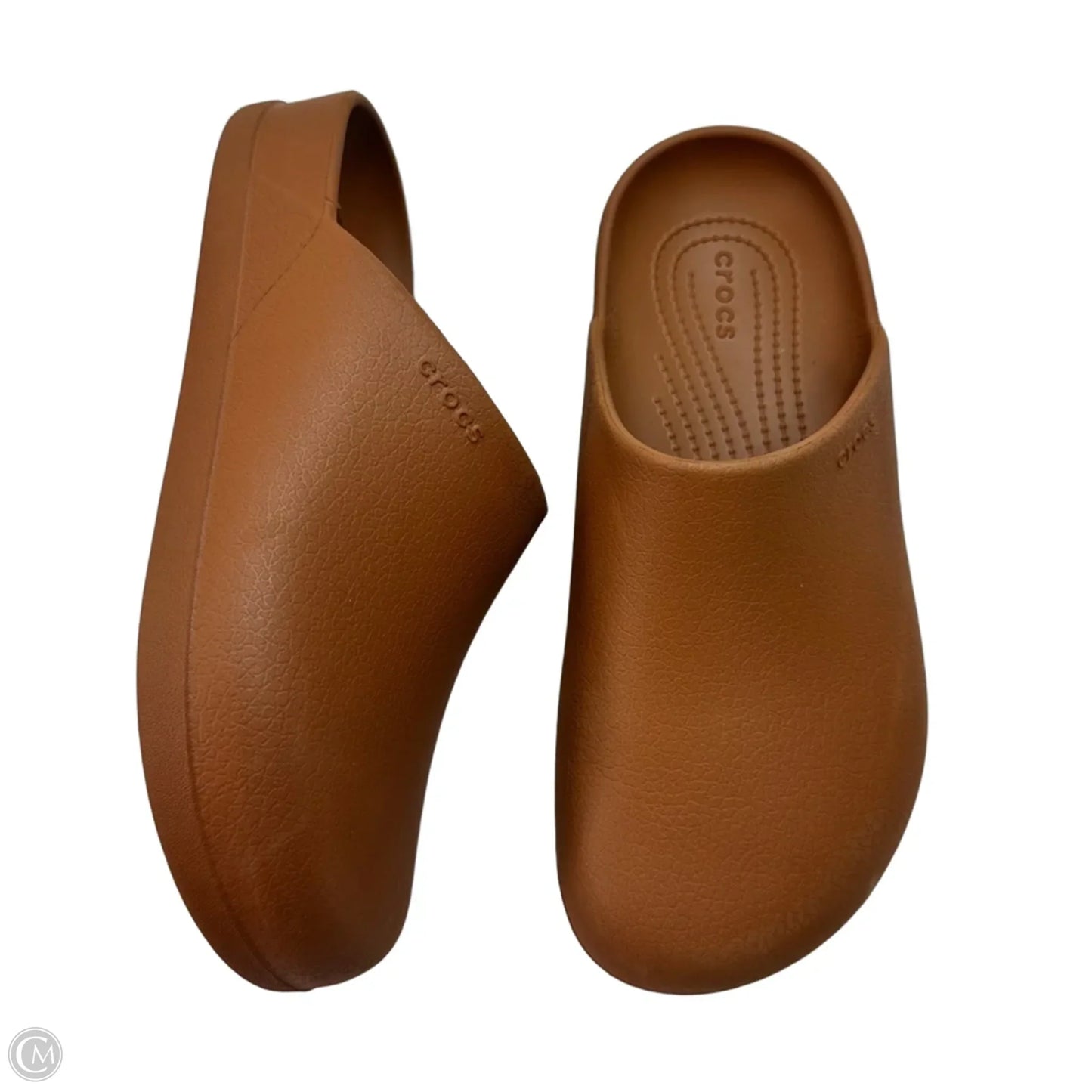 Shoes Flats By Crocs In Brown, Size: 9