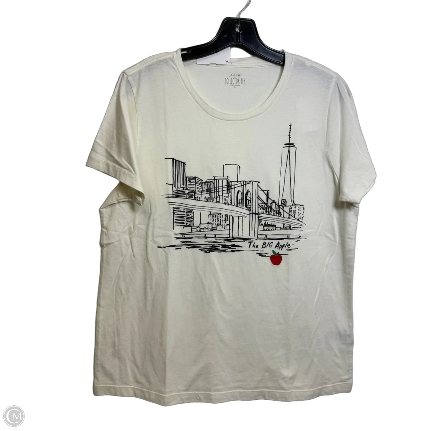 Top Short Sleeve Basic By J. Crew In Ivory, Size: L