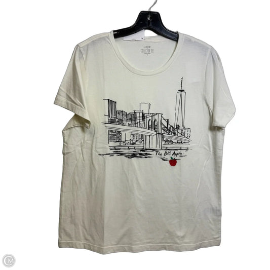 Top Short Sleeve Basic By J. Crew In Ivory, Size: L