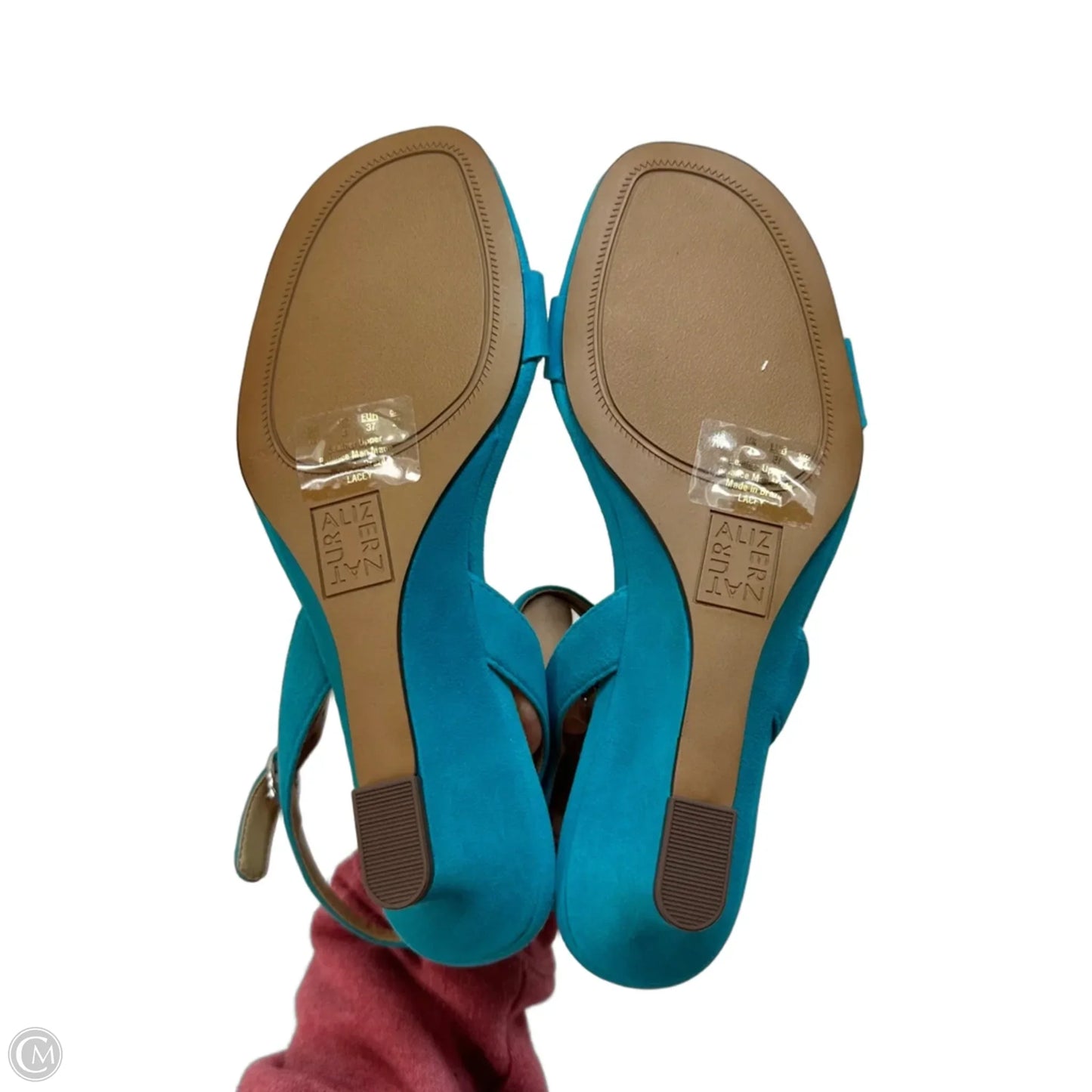 Sandals Heels Wedge By Naturalizer In Aqua, Size: 7