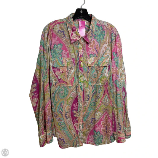 Top Long Sleeve By Lauren By Ralph Lauren In Paisley Print, Size: 2x