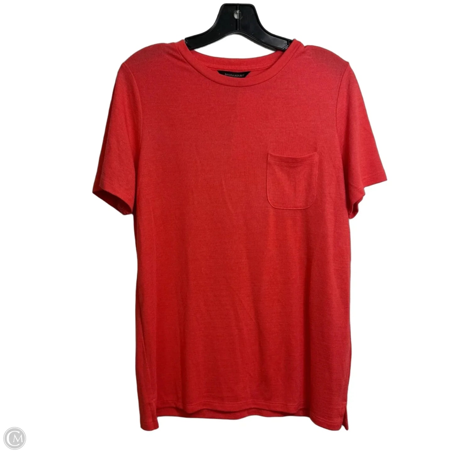 Top Short Sleeve Basic By Banana Republic In Coral, Size: M