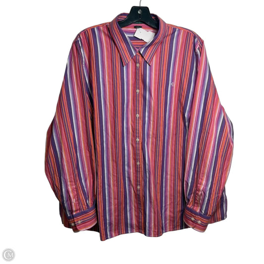 Top Long Sleeve By Lauren By Ralph Lauren In Striped Pattern, Size: 2x