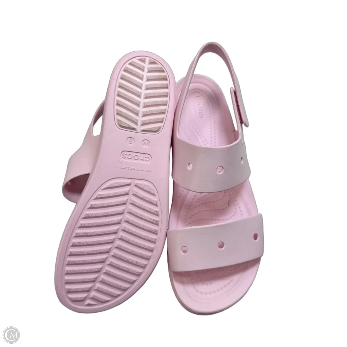 Sandals Heels Wedge By Crocs In Pink, Size: 9