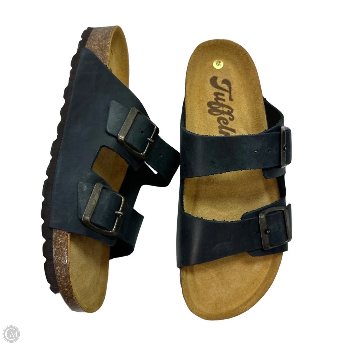 Sandals Flats By Clothes Mentor In Black, Size: