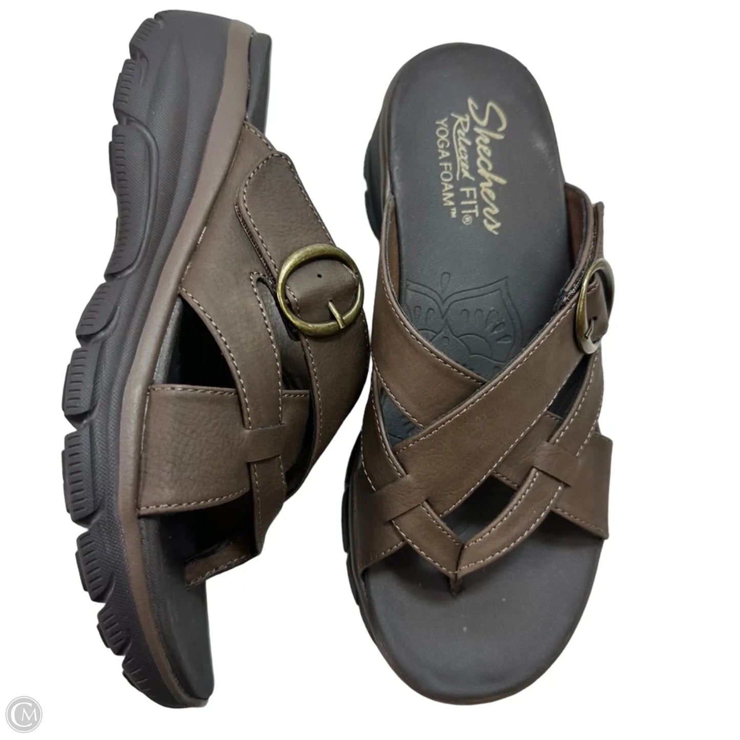 Sandals Flip Flops By Skechers In Brown, Size: 6.5