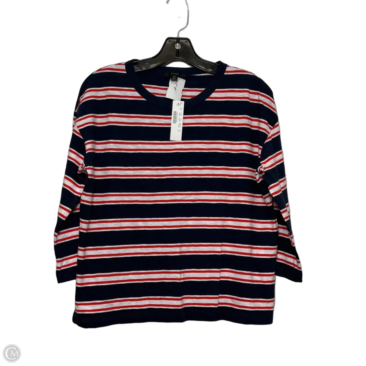 Top 3/4 Sleeve Basic By J. Crew In Striped Pattern, Size: Xs