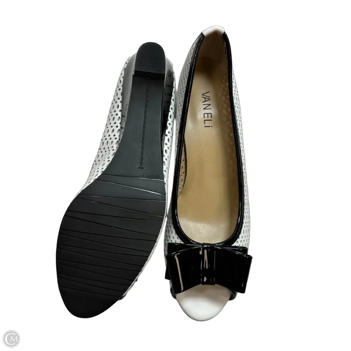 Shoes Heels Wedge By Vaneli In Black & White, Size: 8.5
