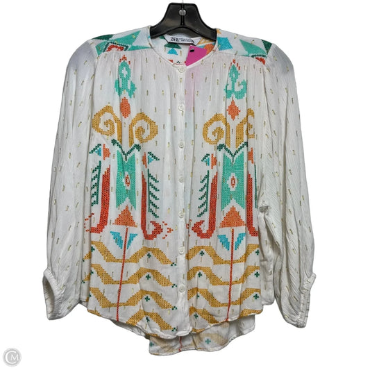 Top Long Sleeve By Zara In Multi-colored, Size: Xs