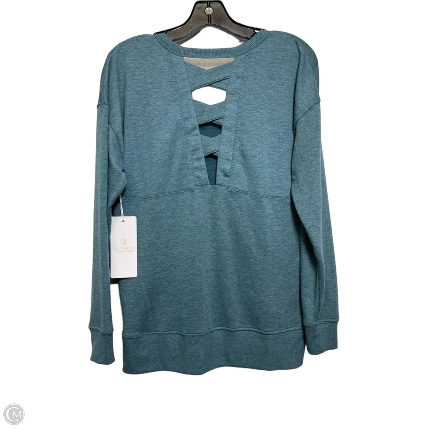 Athletic Top Long Sleeve Crewneck By Balance Collection In Teal, Size: S