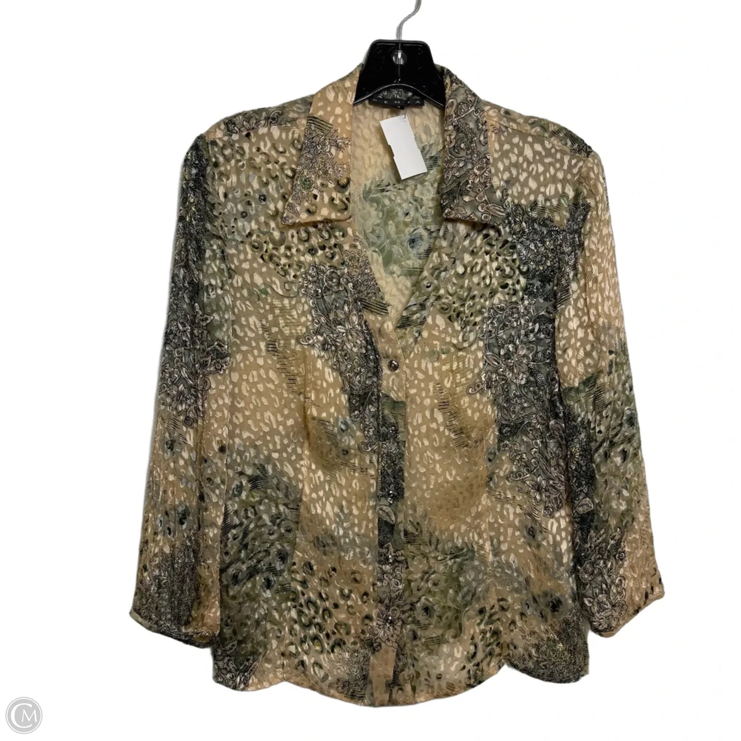 Top Long Sleeve By Clothes Mentor In Ivory, Size: L