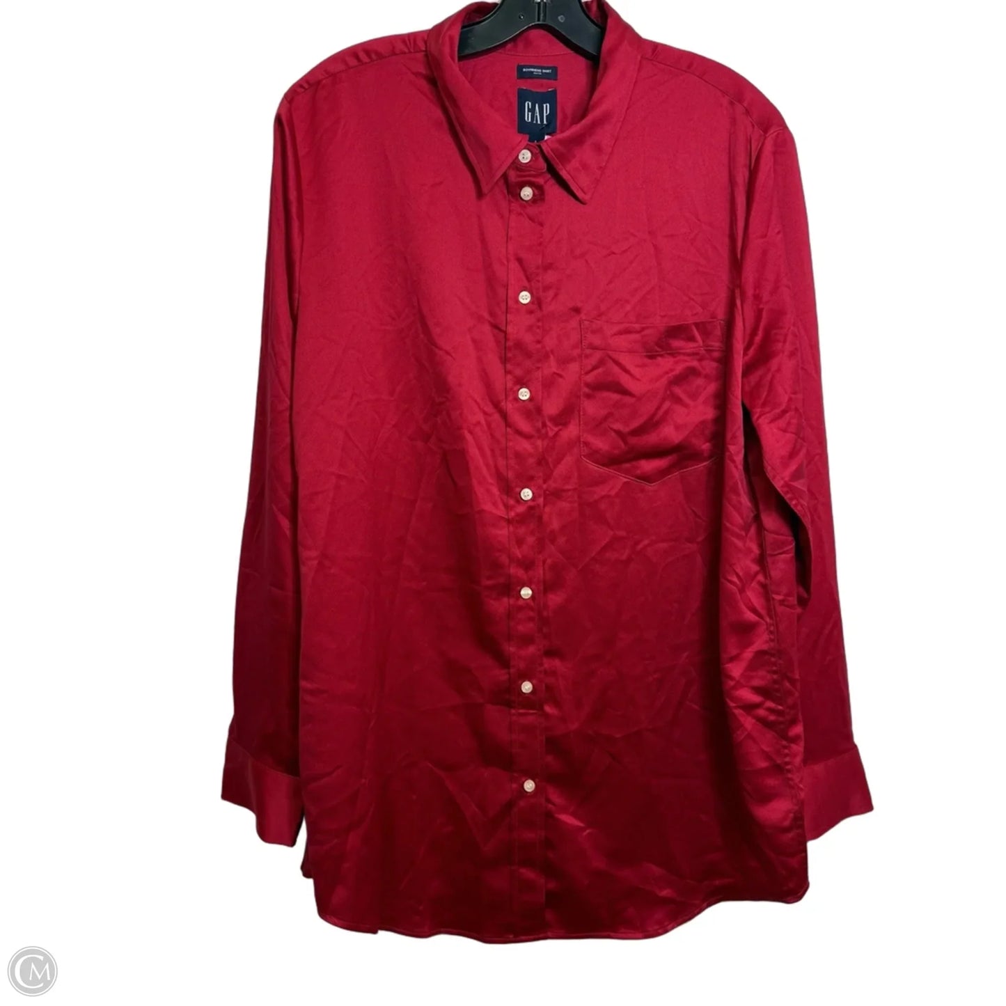 Boyfriend shirt Top Long Sleeve By Gap In Red, Size: L