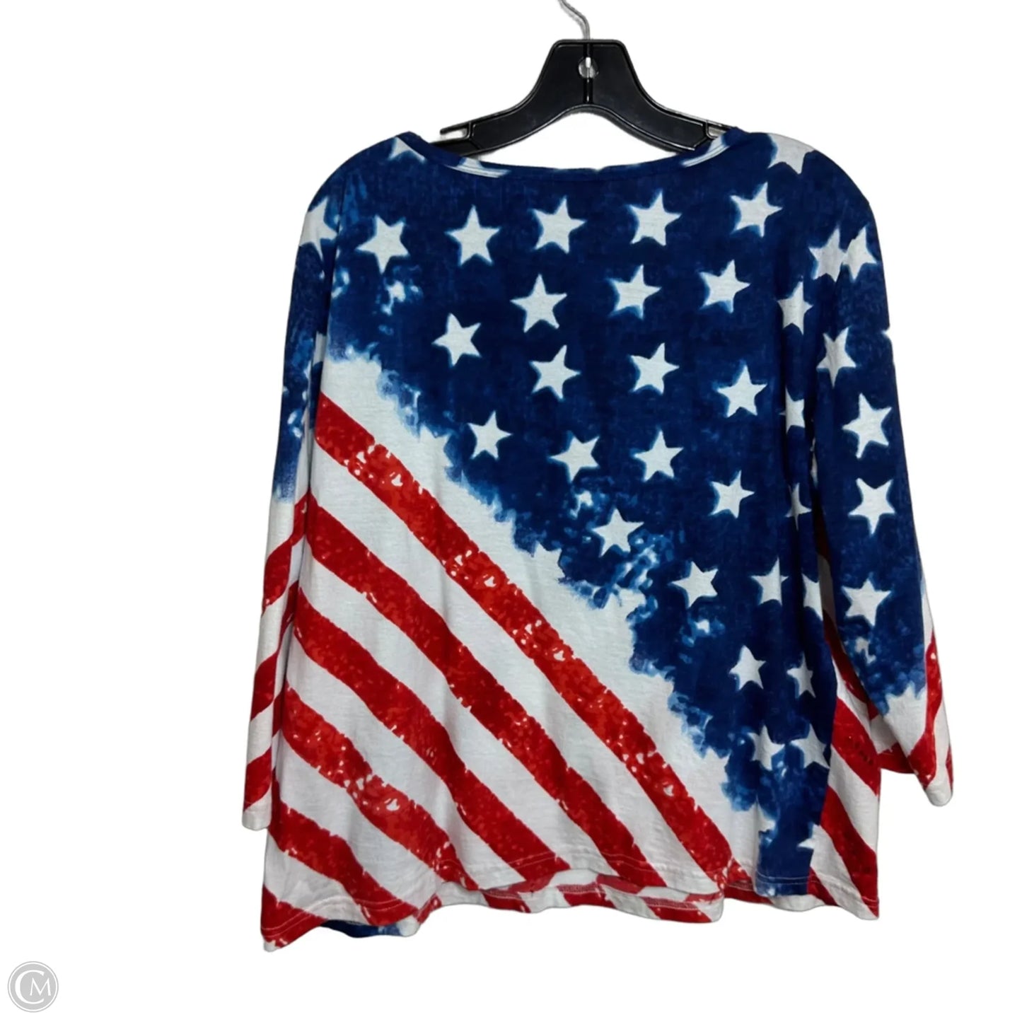 Top 3/4 Sleeve Basic By Cmf In Blue Red & White, Size: L