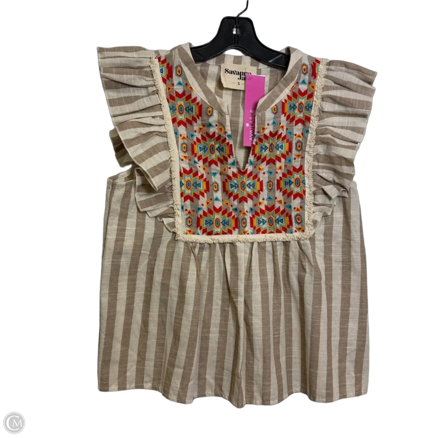 Top Sleeveless By Savanna Jane In Striped Pattern, Size: S