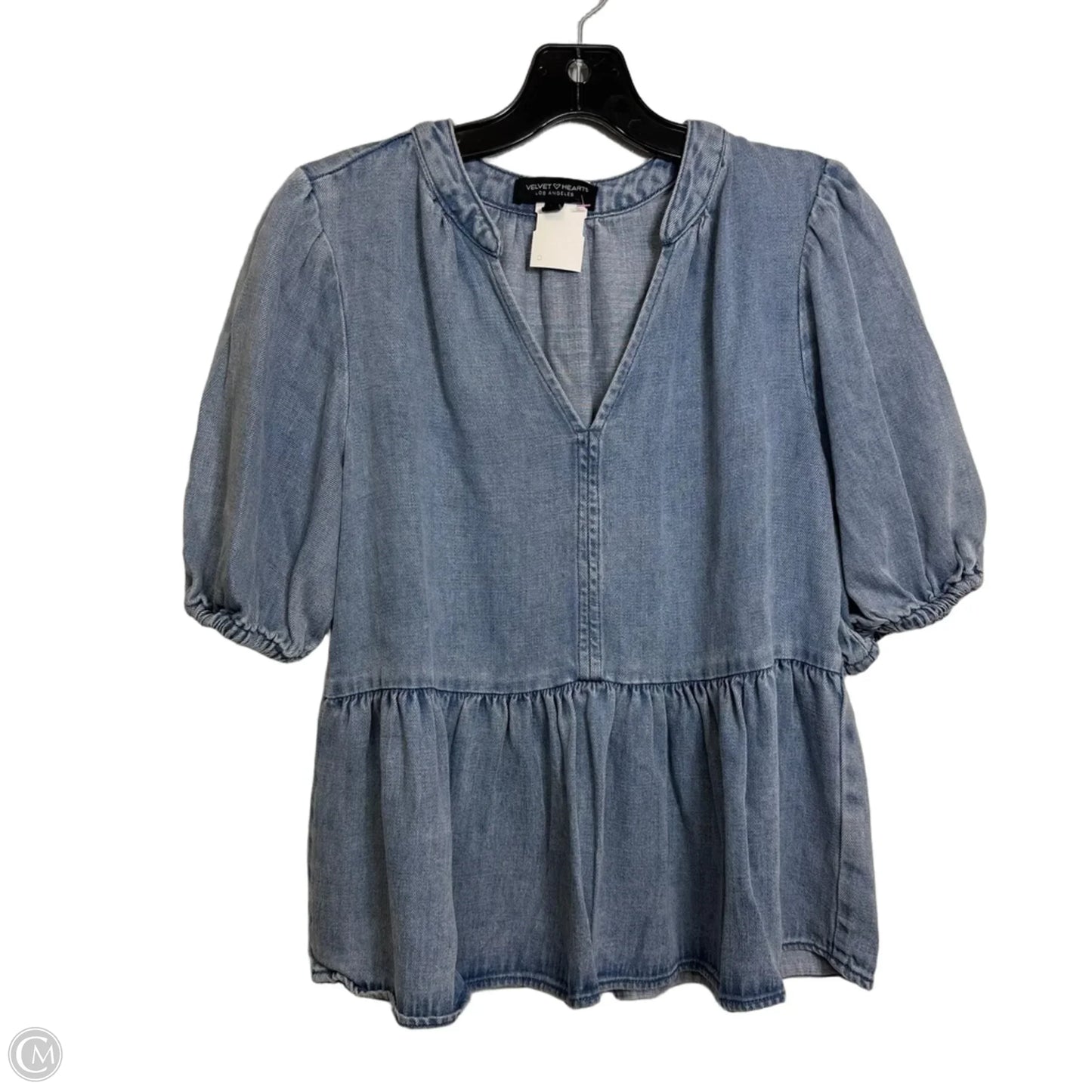 Top Short Sleeve By Velvet Heart In Blue Denim, Size: Xs
