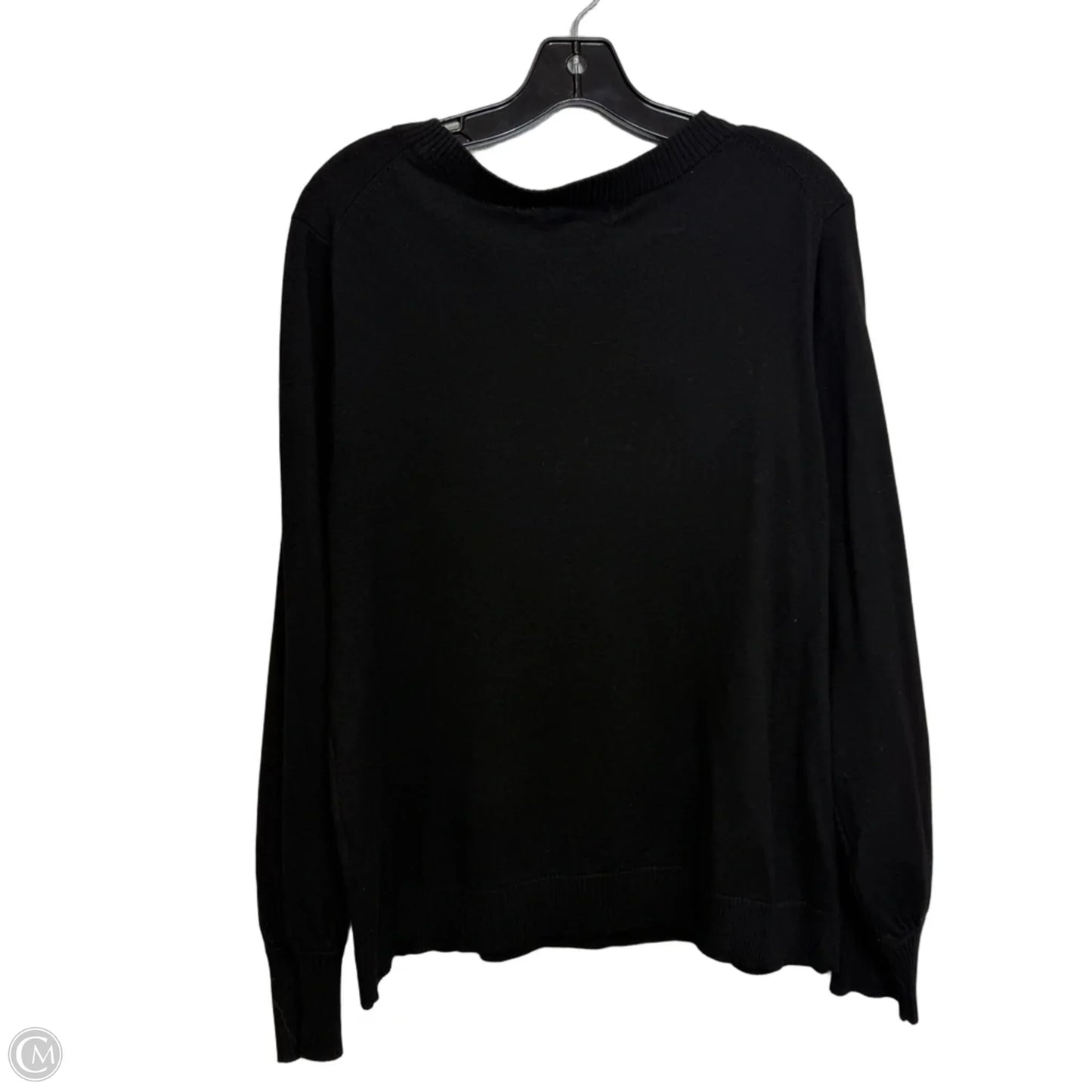 Sweater Cardigan Designer By Karl Lagerfeld In Black, Size: L