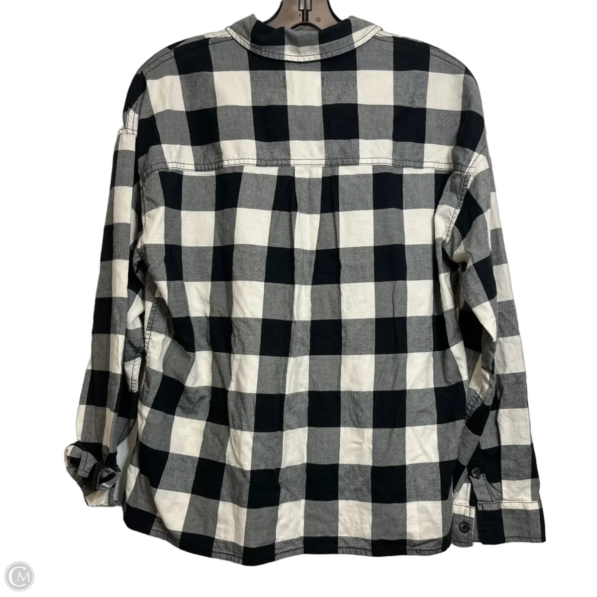Top Long Sleeve By Madewell In Checkered Pattern, Size: M