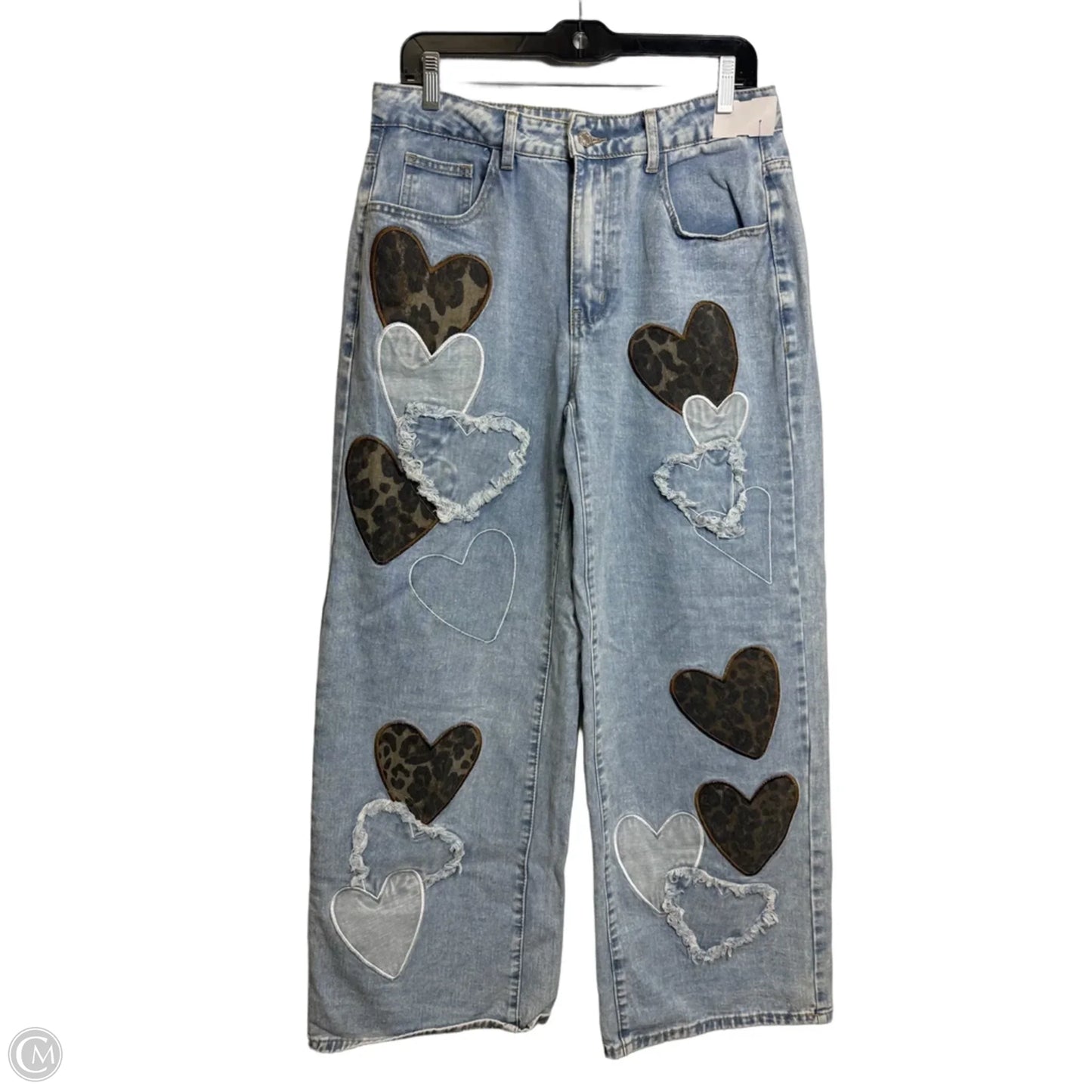 Jeans Wide Leg By Shein In Blue Denim, Size: 10