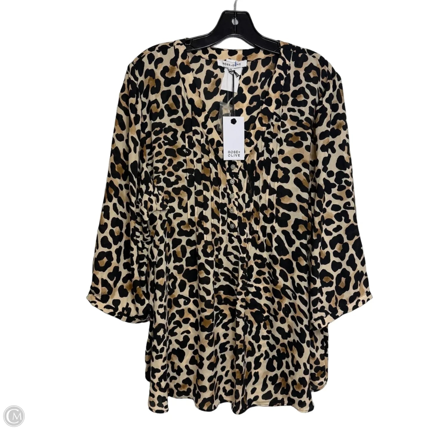 Top 3/4 Sleeve By Rose And Olive In Animal Print, Size: 2x