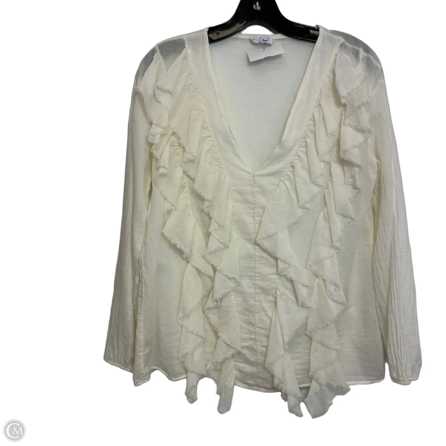 Top Long Sleeve By Clothes Mentor In Ivory, Size: M