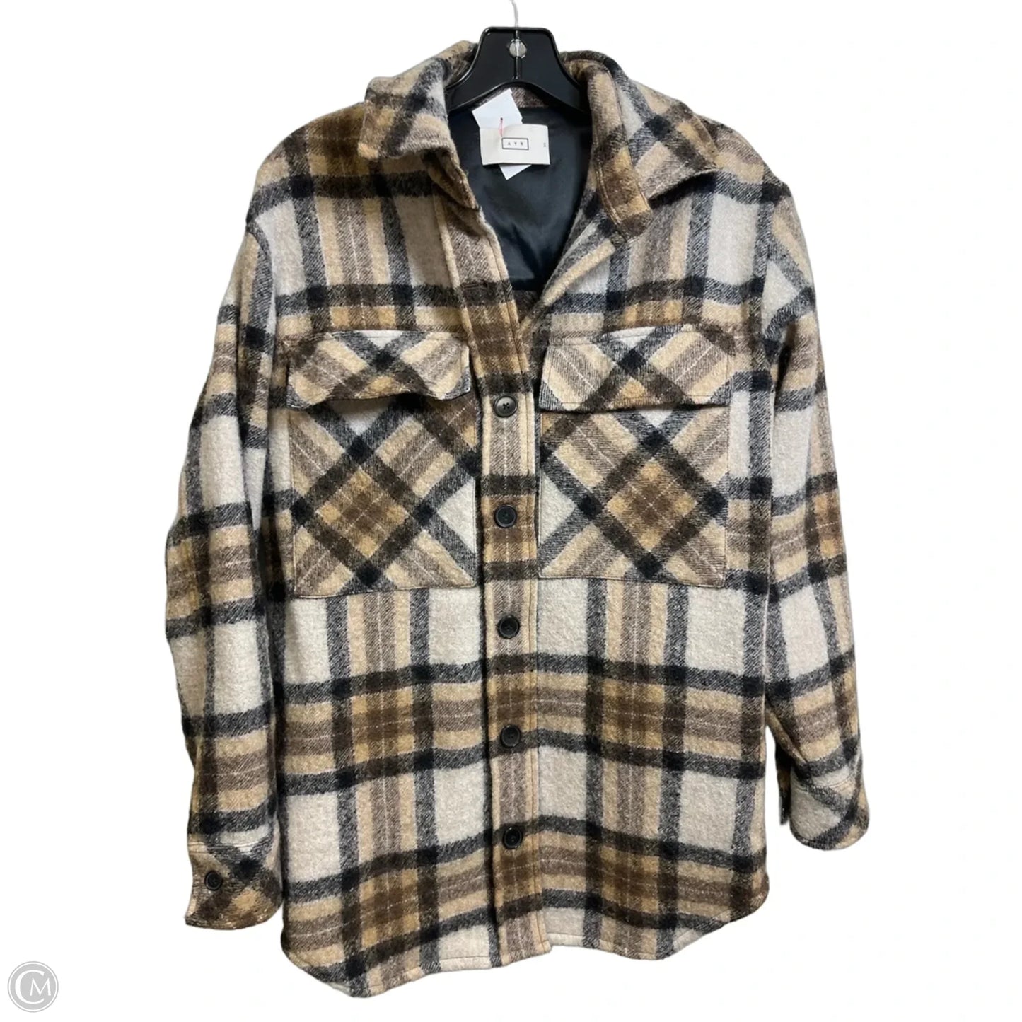 Jacket Designer By Ayr In Plaid Pattern, Size: Xs