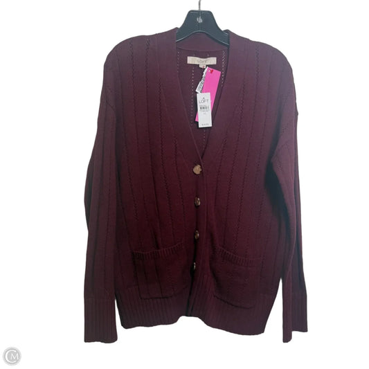 Cardigan By Loft In Maroon, Size: Xs