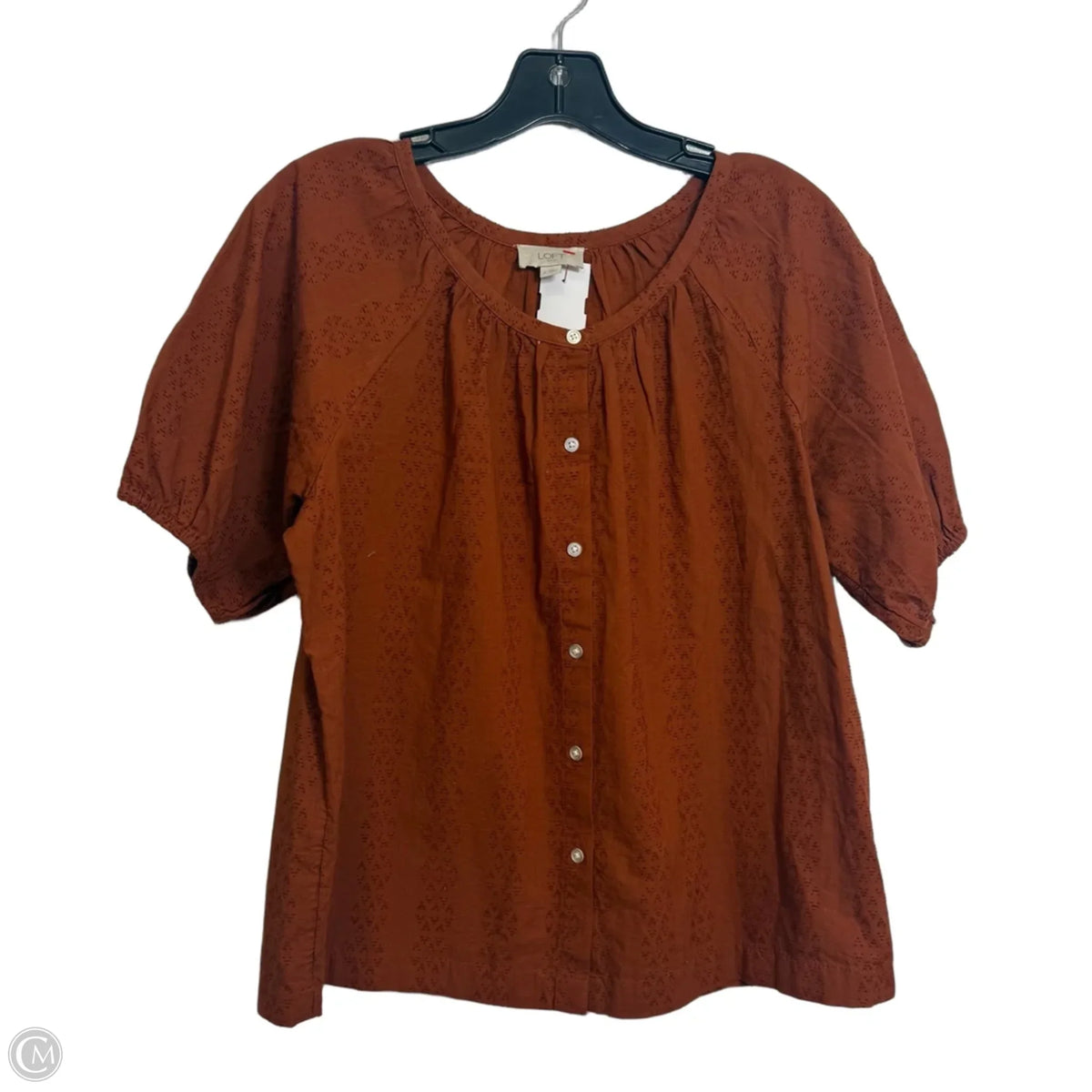 Top Short Sleeve By Loft In Copper, Size: S