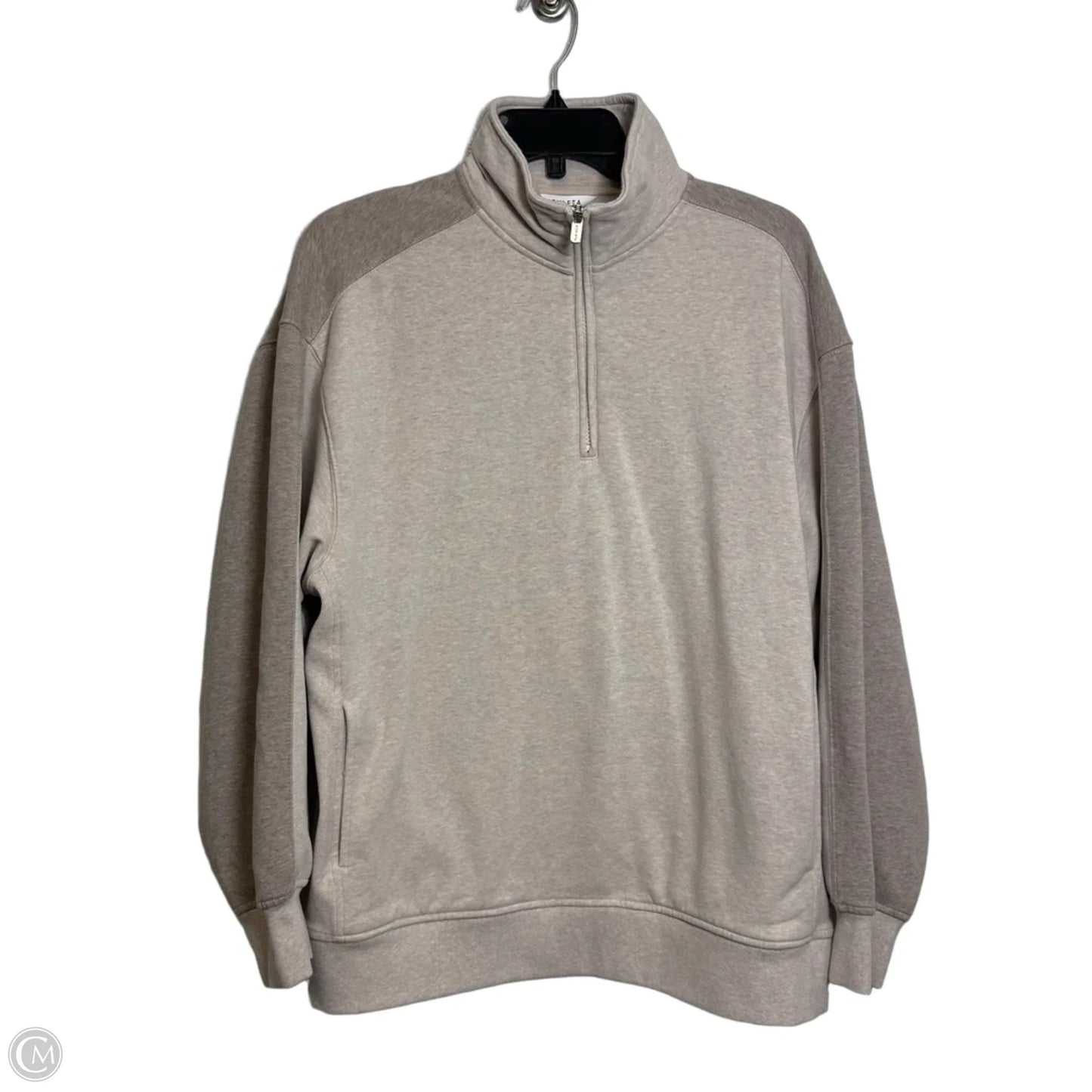 Athletic Top Long Sleeve Collar By Athleta In Tan, Size: M