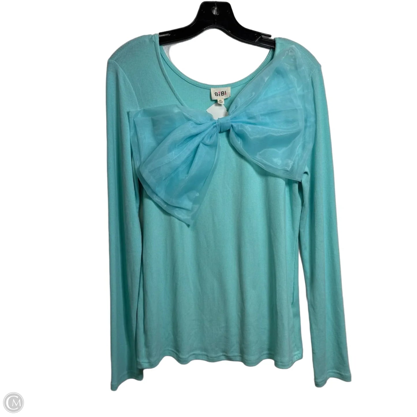 Top Long Sleeve By Bibi In Aqua, Size: Xl