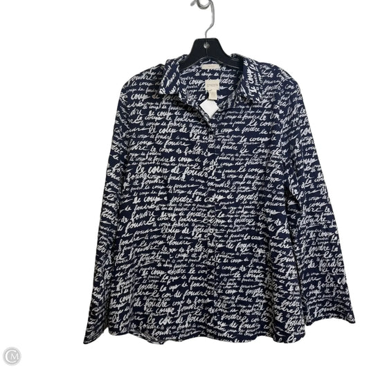 Top Long Sleeve By Chicos In Navy, Size: L