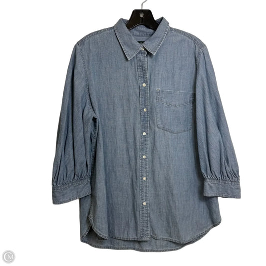 Top 3/4 Sleeve By Lauren By Ralph Lauren In Blue Denim, Size: Xl