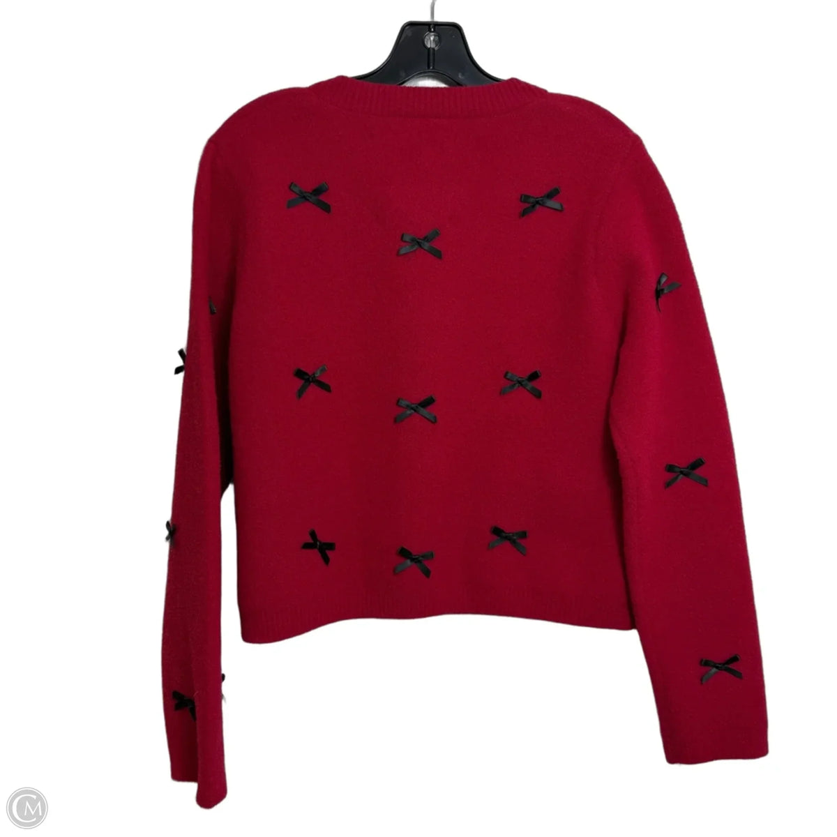Bow embellished knit Cardigan By NVLT @ Anthropologie  In Red, Size: M