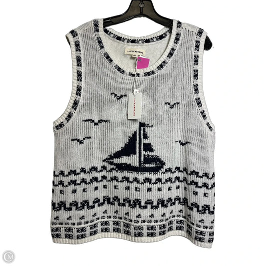 Vest Sweater By Lucky Brand In Nautical Print, Size: Xl