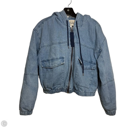Jacket Faux Fur & Sherpa By Clothes Mentor In Blue Denim, Size: L