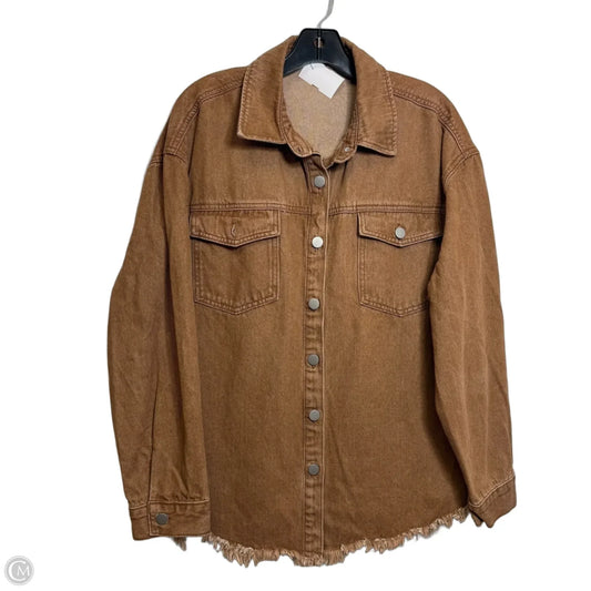 Jacket Shirt By Zeagoo In Tan, Size: L