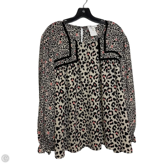Top Long Sleeve By Maurices In Animal Print, Size: 2x
