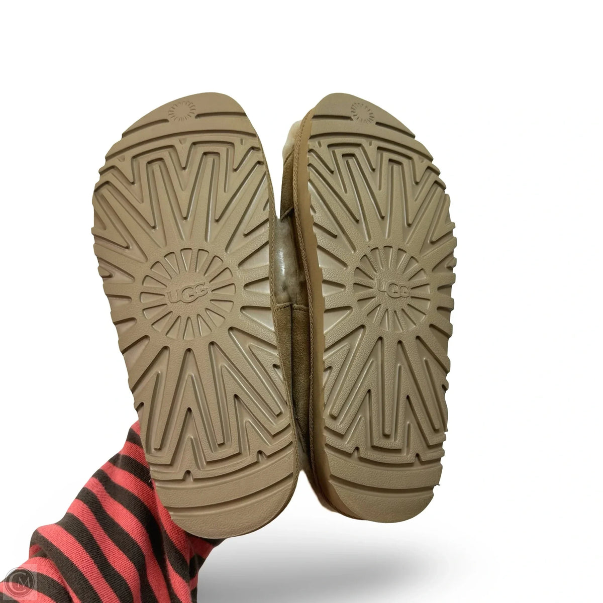 Greenport Cross Strap Slide Sandals Designer By Ugg In Tan, Size: 9