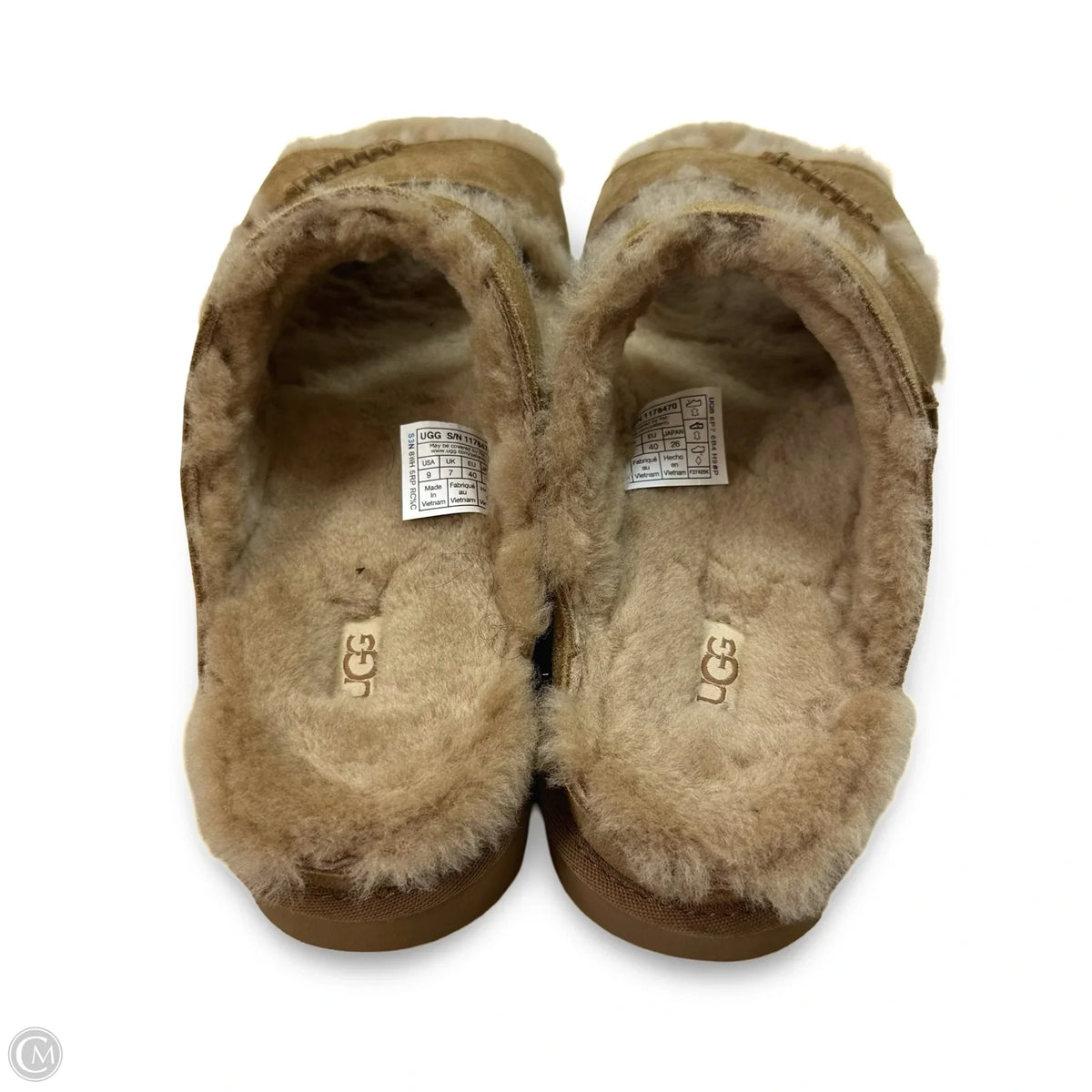Greenport Cross Strap Slide Sandals Designer By Ugg In Tan, Size: 9