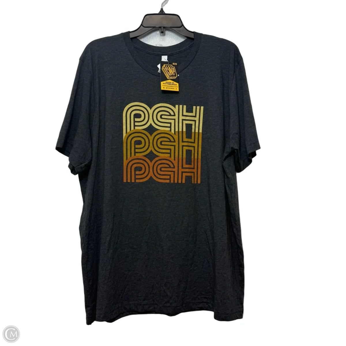Pittsburgh PGH Top Short Sleeve Basic By Canvas In Grey, Size: 2x