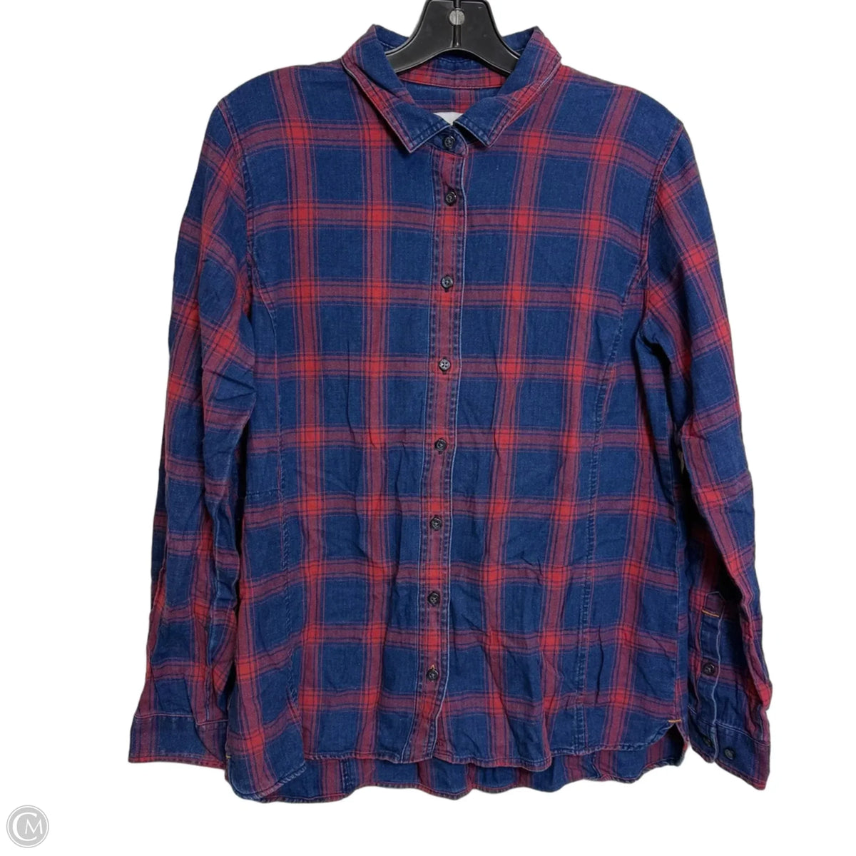 Top Long Sleeve By Orvis In Plaid Pattern, Size: M