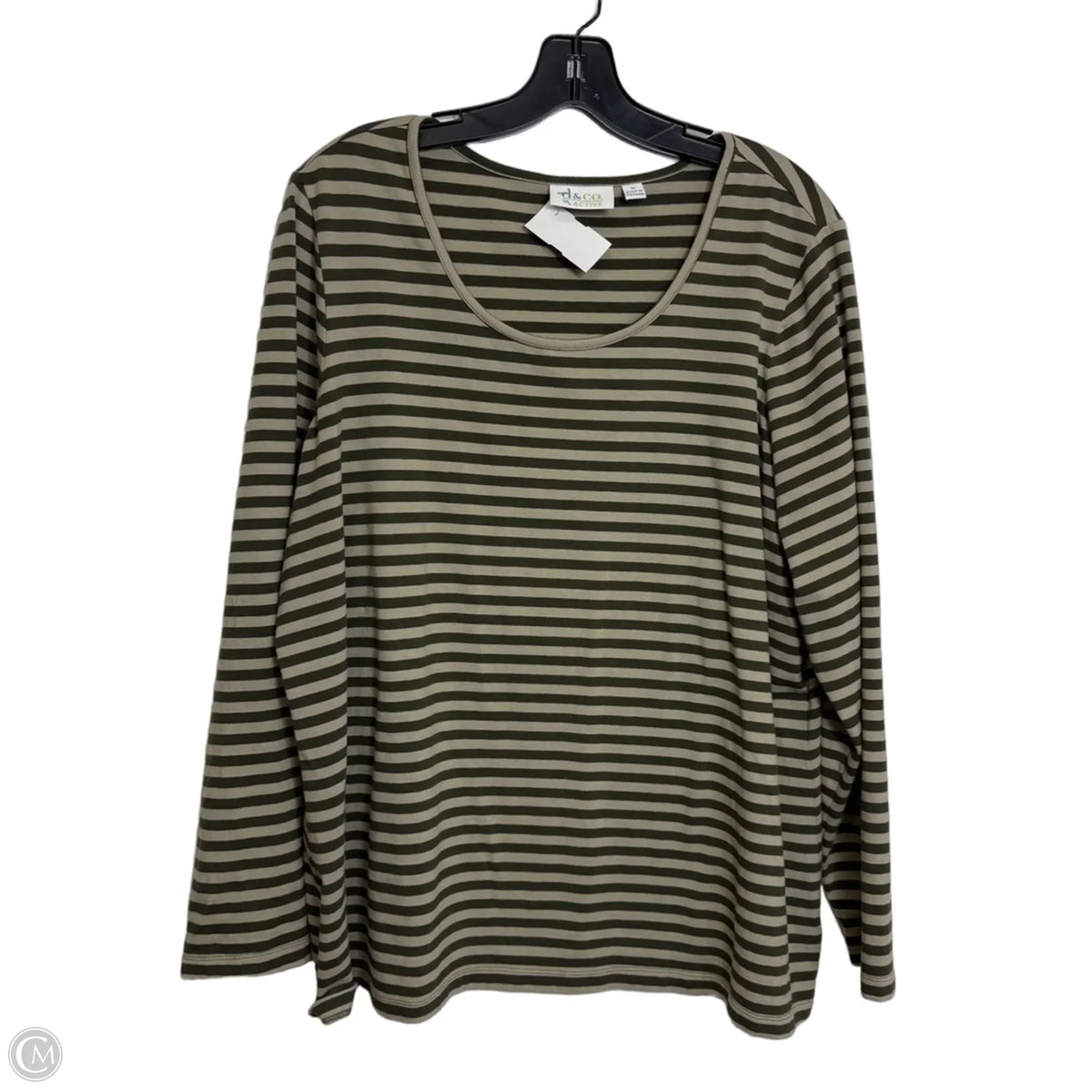 Top Long Sleeve Basic By Denim And Co Qvc In Striped Pattern, Size: 1x