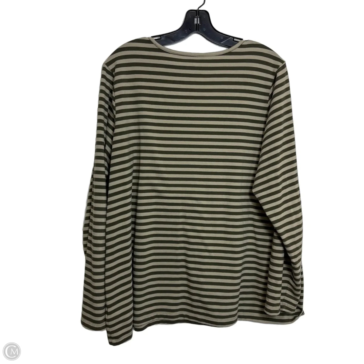 Top Long Sleeve Basic By Denim And Co Qvc In Striped Pattern, Size: 1x