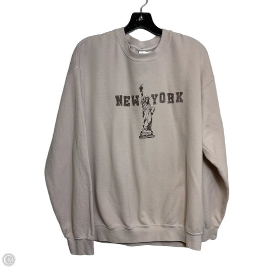 New York Sweatshirt Crewneck By Clothes Mentor In Tan, Size: M