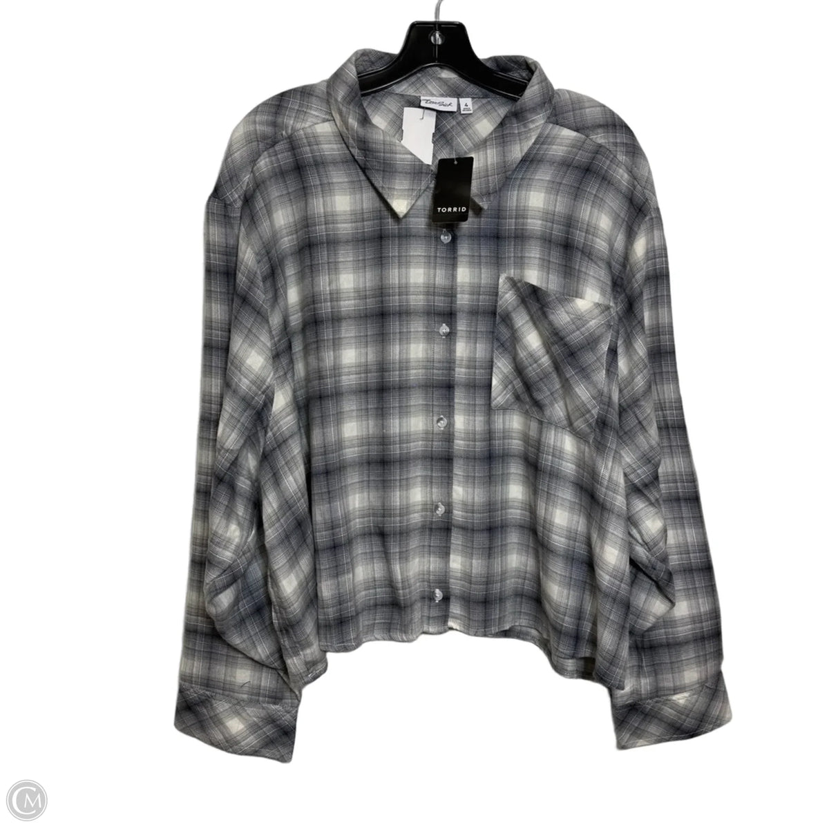 Top Long Sleeve By Torrid In Plaid Pattern, Size: 4x