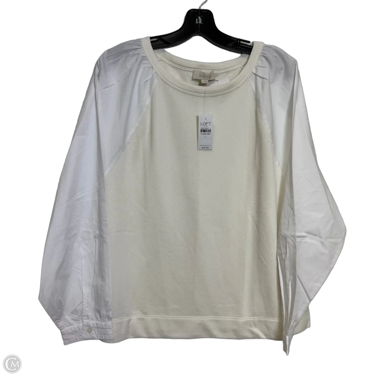 Top Long Sleeve By Loft In Ivory, Size: L