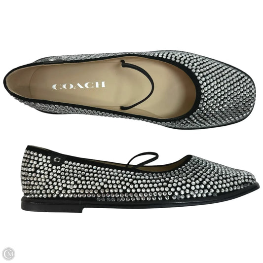 Emilia Crystal Mary Jane Flats Shoes Designer By Coach In Clear, Size: 6.5