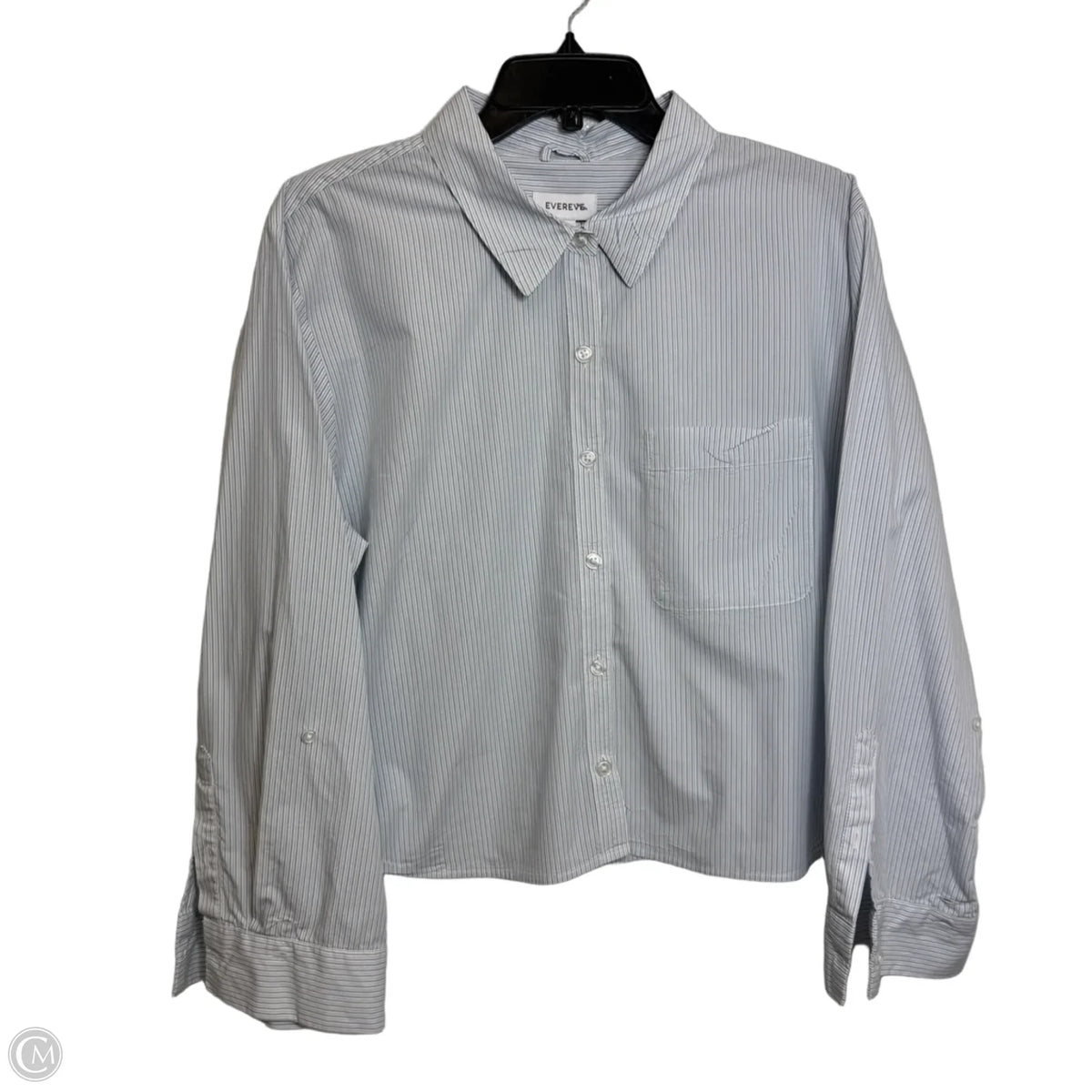Top Long Sleeve By Evereve In Striped Pattern, Size: L